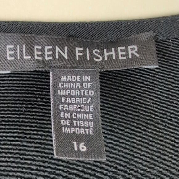 Eileen Fisher Elegant Black Wrap Dress Classic Crepe Fabric Size 16 - Picture 2 of 8